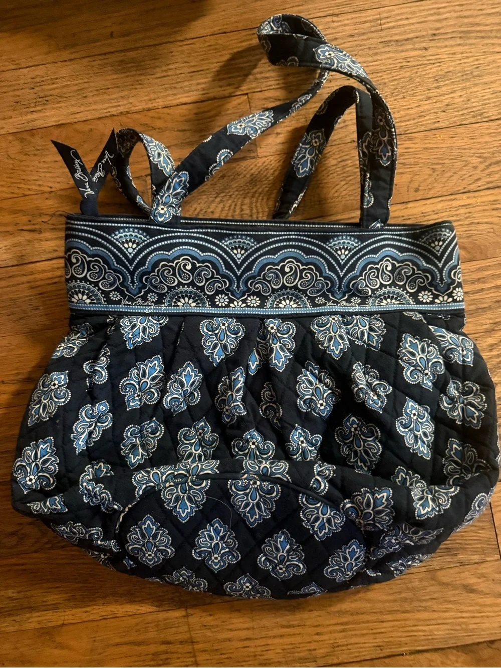 Vera Bradley Navy and Light Blue Quilted Paisley Tote